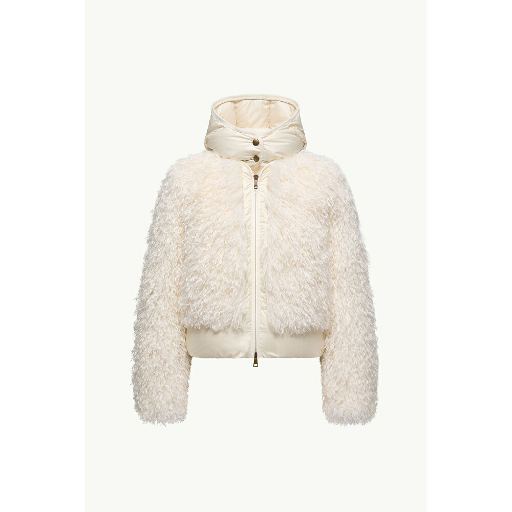 2025/26秋冬 MONCLER モンク軌跡 レディースVIGIERS SHORT TEDDY-EFFECT DOWN JACKET WITH HOOD落ち込む上衣【Bianco Avorio 】【貨物輸送無料】【置き目品】