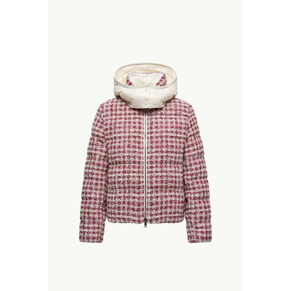2025/26秋冬 MONCLER モンク軌跡 レディースANDRONNE SHORT DOWN JACKET WITH HOOD落ち込む上衣【Bianco/Rosso 】【貨物輸送無料】【置き目品】