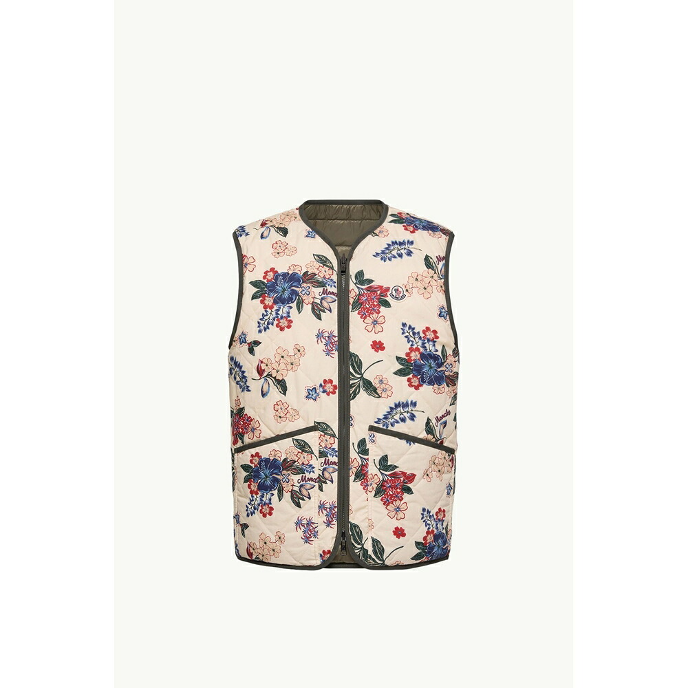2026春夏 MONCLER モンク軌跡 メンズFRANQUI REVERSIBLE FLORAL DOWN GILET落ちこむより良い【White \u0026 Green 】【貨物輸送無料】【定め事品】
