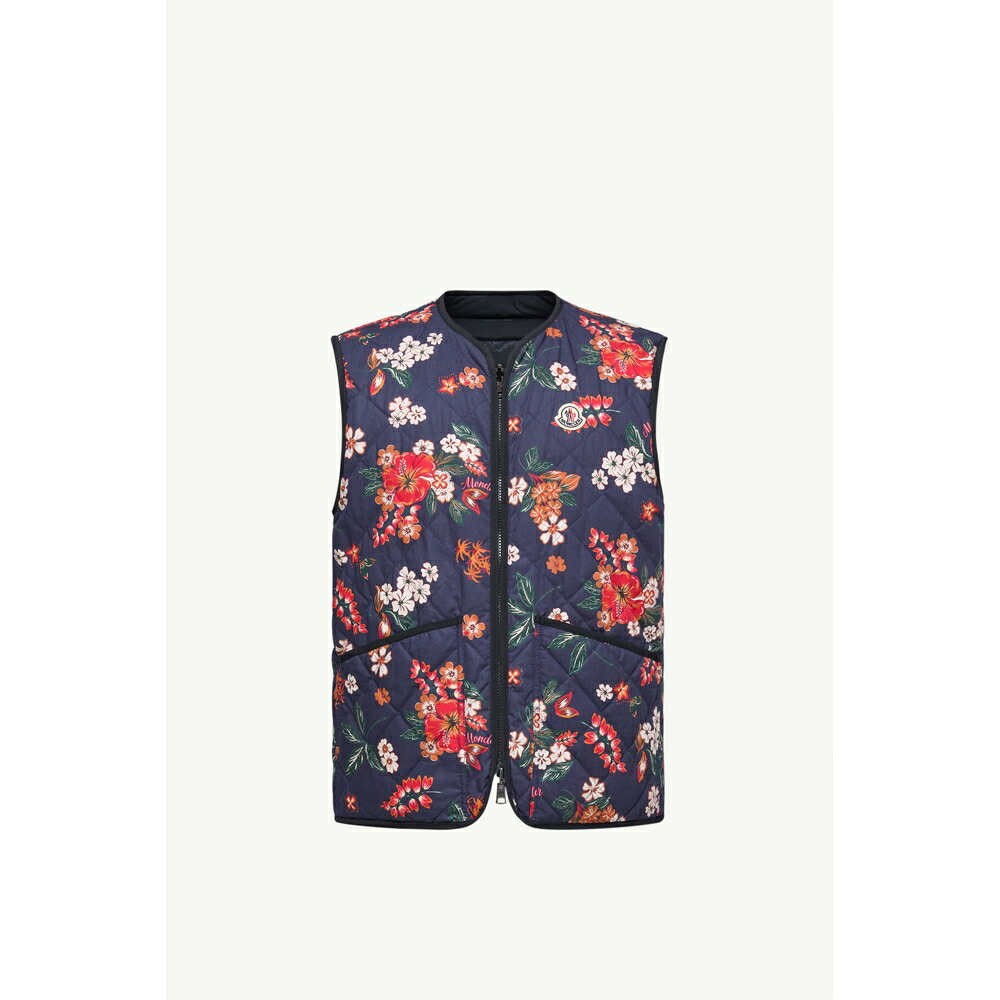2026春夏 MONCLER モンク軌跡 メンズFRANQUI REVERSIBLE FLORAL DOWN GILET落ち込むより良い【Navy Blue 】【貨物輸送無料】【定まり品】