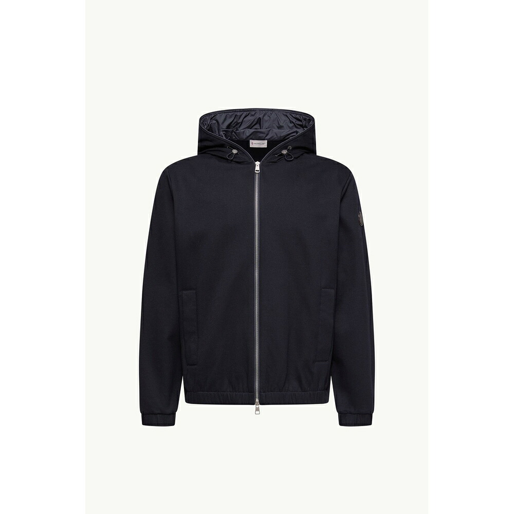 2026春夏 MONCLER モンクレール メンズLEATHER LOGO COTTON BLEND ZIP-UP HOODIEパーカー【Dark Blue 】【送料無料】【正規品】｜ブランドバッグ・雑貨CELEBRITY