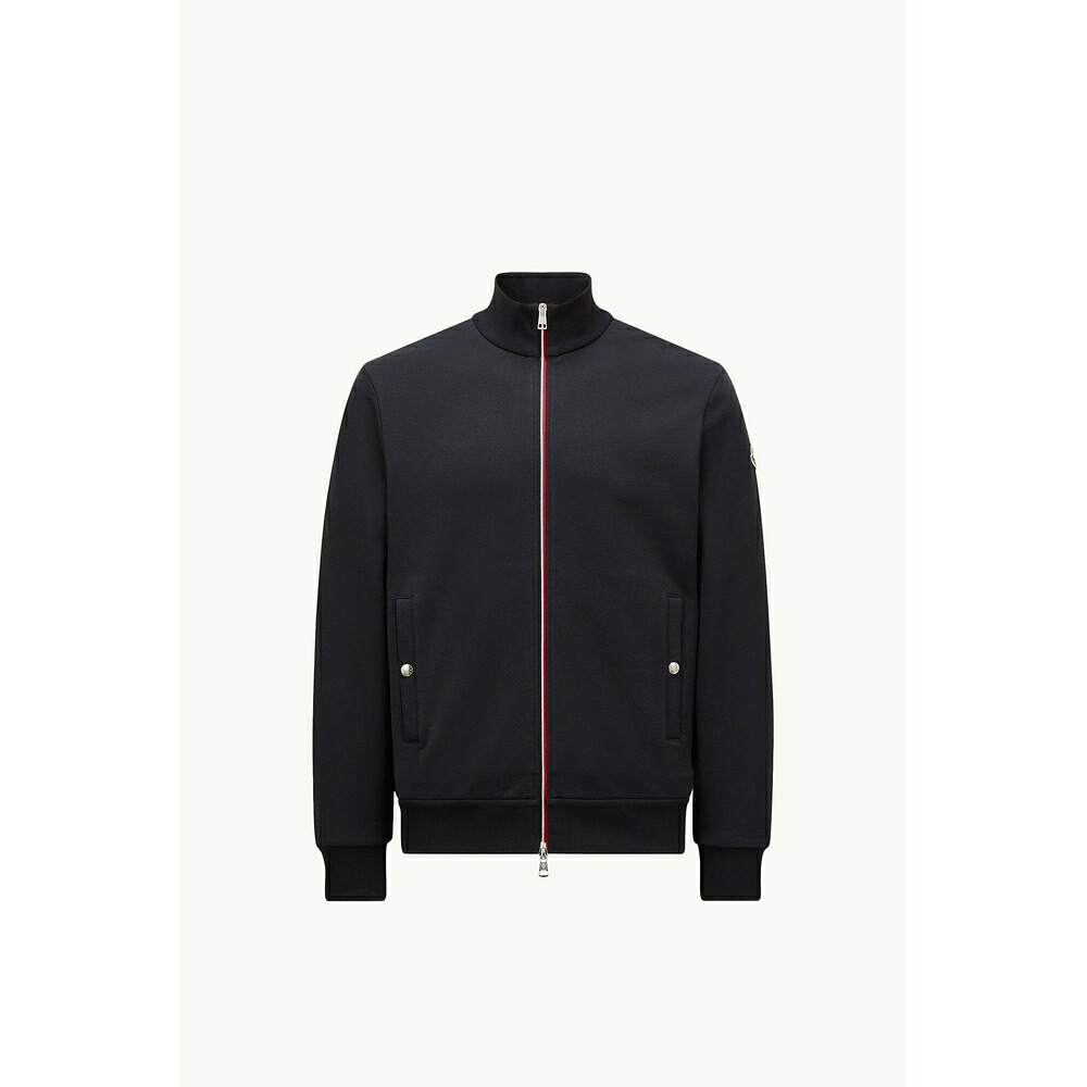 2026春夏 MONCLER モンク軌跡 メンズTRICOLOUR-TRIMMED COTTON ZIP-UP SWEATSHIRT汗水【Night Blue 】【貨物輸送無料】【定め事品】