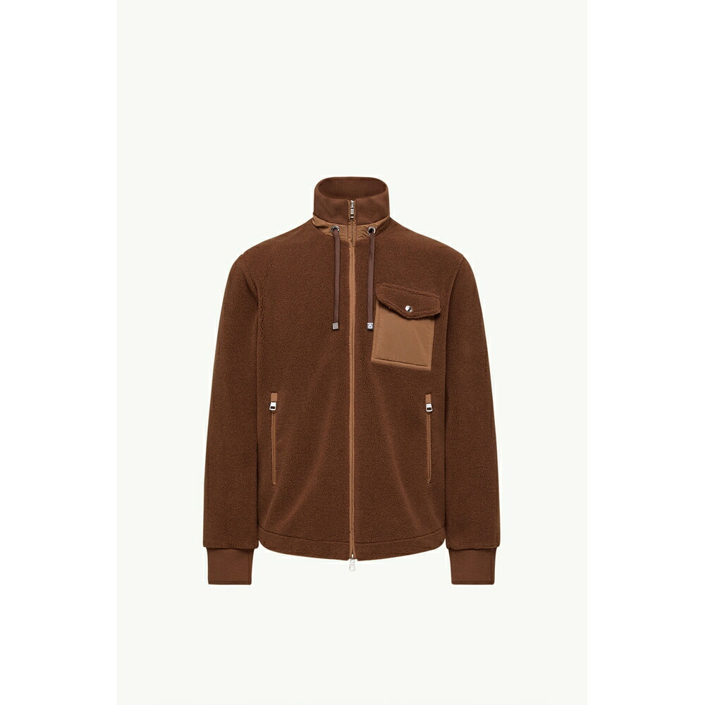 2026春夏 MONCLER モンクレール メンズPADDED TEDDY ZIP-UP SWEATSHIRTスウェット【Brown 】【送料無料】【正規品】
