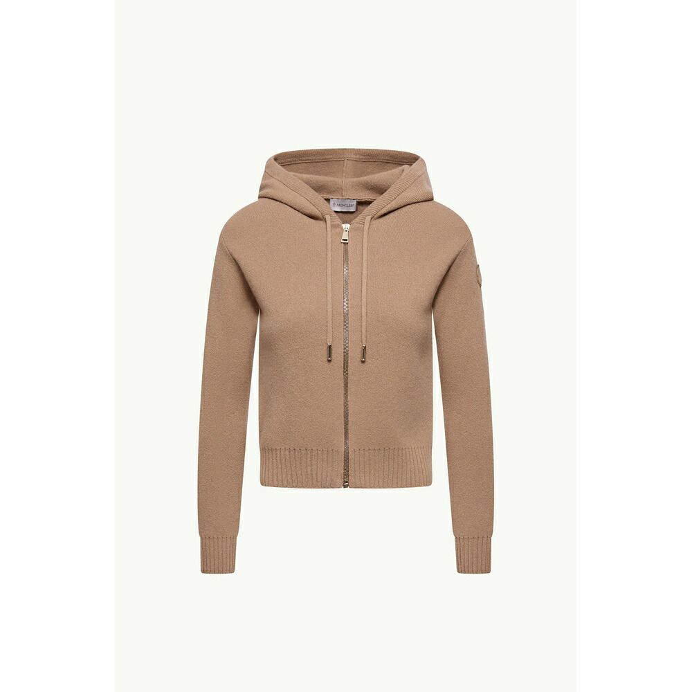 2026春夏 MONCLER モンク軌跡 レディースCASHMERE \u0026 WOOL ZIP-UP HOODIEパーカー【Camel Beige 】【貨物輸送無料】【定まり品】