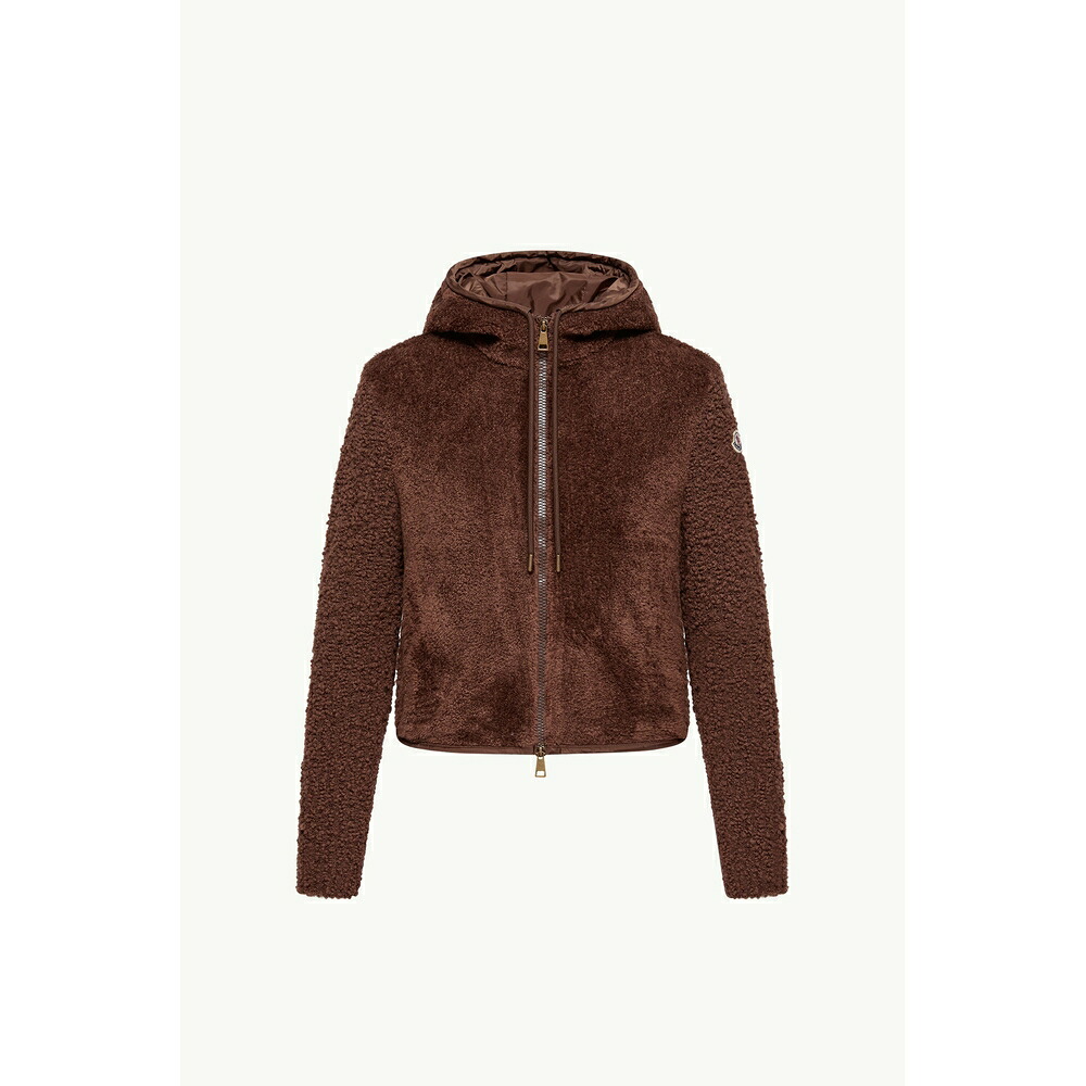 2026春夏 MONCLER モンク軌跡 レディースBOUCL? \u0026 TEDDY ZIP-UP HOODIEパーカー【Brown 】【貨物輸送無料】【定まり品】