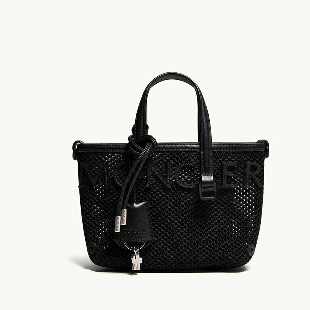 2026春夏 MONCLER モンク線路 レディースVERY MESH \u0026 LEATHER TOTE BAGトートバッグ【Black 】【貨物輸送無料】【置き目品】