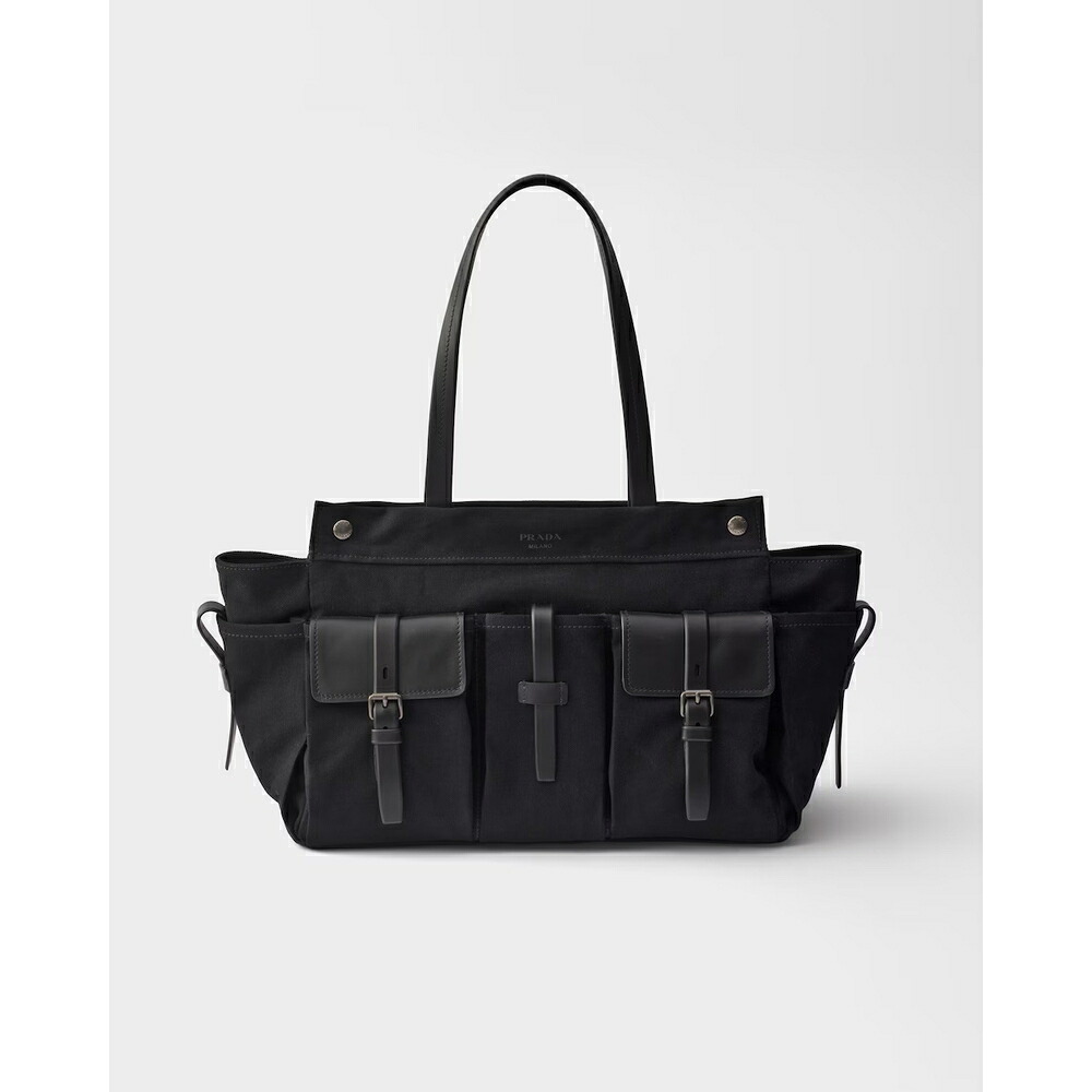 プラダ PRADA 2026秋冬 メンズ プラダ ルート キャンバス レザー トートバッグ【ブラック 】【送料無料】【正規品】｜ブランドバッグ・雑貨CELEBRITY