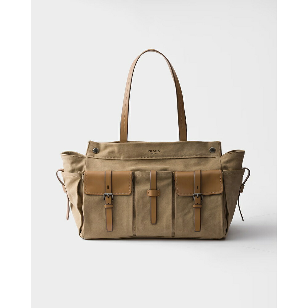プラダ PRADA 2026秋冬 メンズ プラダ ルート キャンバス レザー トートバッグ【カーキ 】【送料無料】【正規品】｜ブランドバッグ・雑貨CELEBRITY