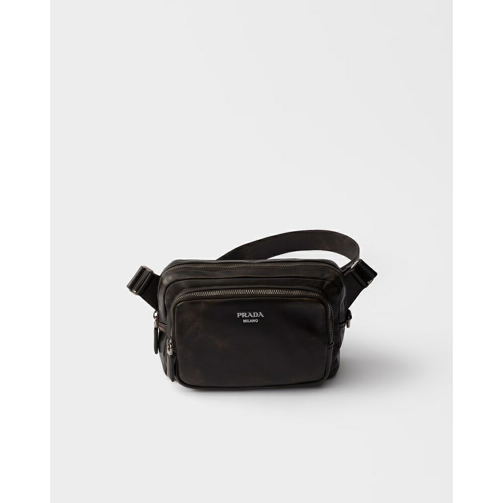 プラダ PRADA 2026秋冬 メンズ ディストレスト ナッパレザー ショルダーバッグ【ダークブラウン 】【送料無料】【正規品】｜ブランドバッグ・雑貨CELEBRITY
