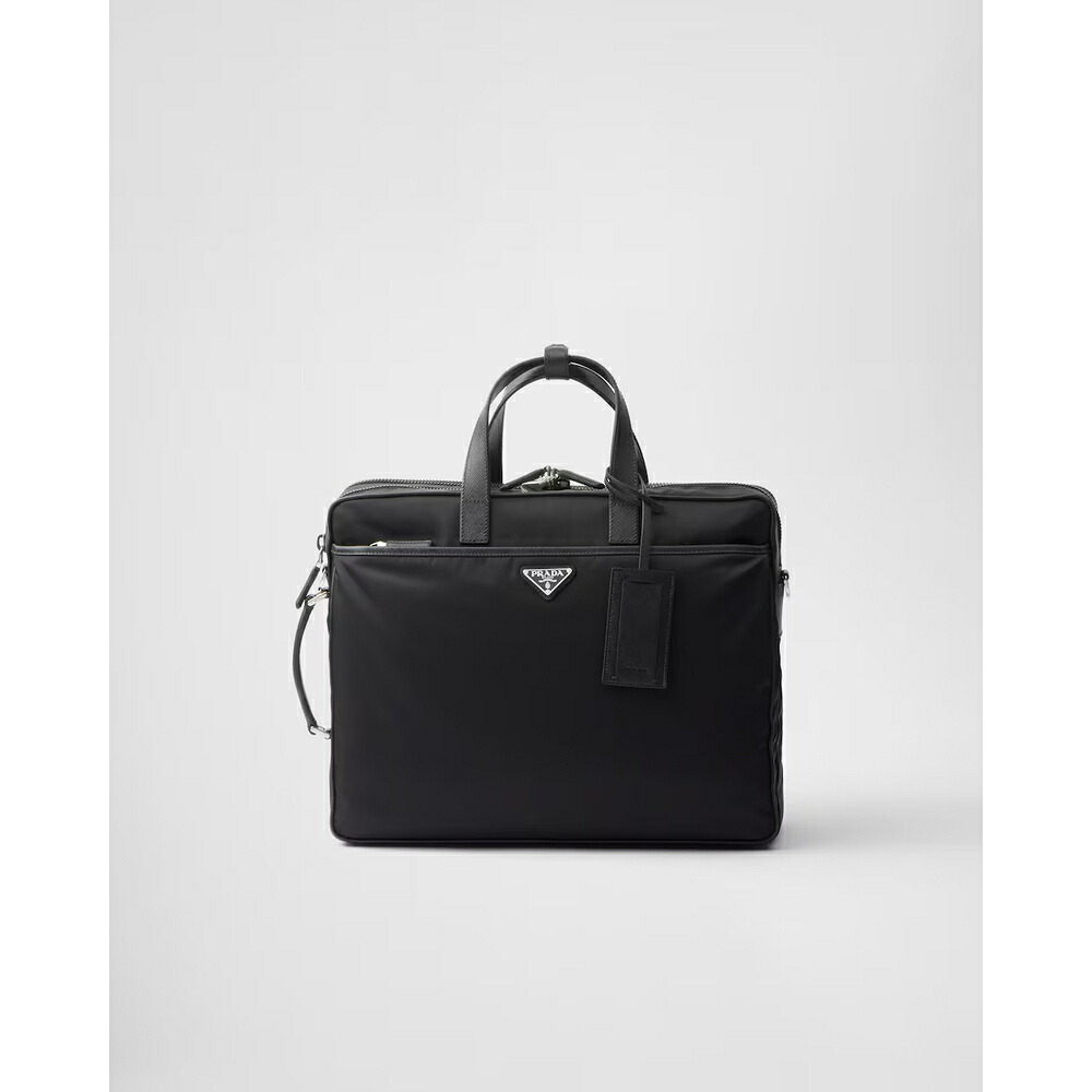 プラダ PRADA 2026秋冬 メンズ Re Nylon xサフィアーノレザー ブリーフケース【ブラック 】【送料無料】【正規品】｜ブランドバッグ・雑貨CELEBRITY