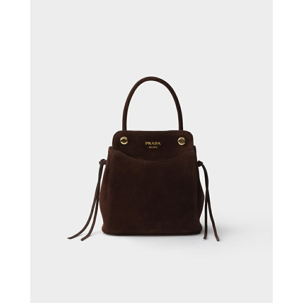 プラダ PRADA 2026秋冬 レディース キャリー スエード ミニ ハンドバッグ1BA496_2C4S_F0003_V_OOM【ダークブラウン 】【送料無料】【正規品】|ブランドバッグ・雑貨CELEBRITY