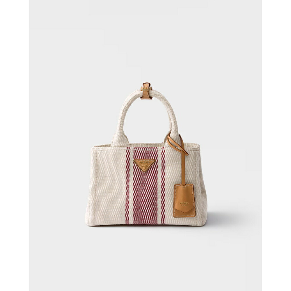 プラダ PRADA 2026秋冬 レディース ジャルディニエール コットンキャンバス スモールバッグ1BG464_2ZQG_F0B67_V_9YM【タン/レッド 】【送料無料】【正規品】|ブランドバッグ・雑貨CELEBRITY