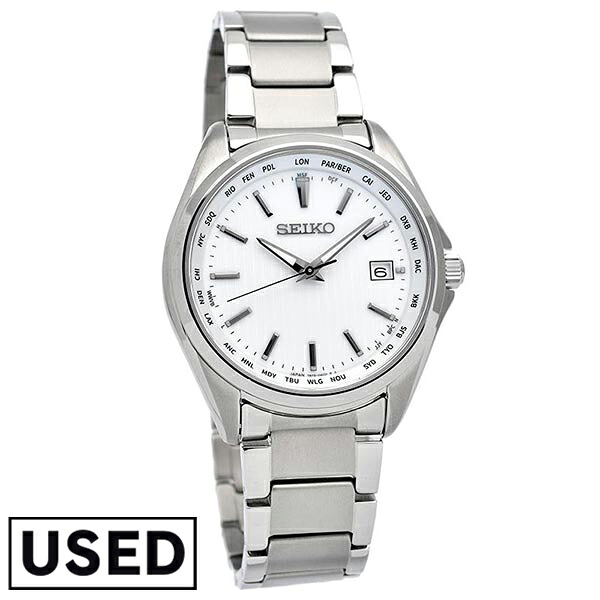 【中古】セイコー SEIKOセレクション 腕時計 メンズ ソーラー 電波 チタン ワールドタイム SEIKOSELECTION SBTM287 日付カレンダー 時計