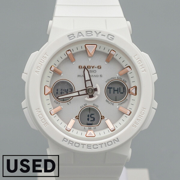 【中古】カシオ CASIO ベビーＧ BABY-G BGA-2500-7AJF 電波 ソーラー Beach Traveler Series ネオンイルミネーター 電波時計 レディース 腕時計 ホワイト 時計