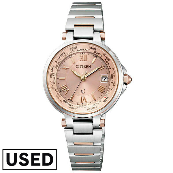 【中古】シチズン CITIZEN クロスシー XC ハッピーフライト ワールドタイム ソーラー電波 EC1014-65W レディース 腕時計 時計