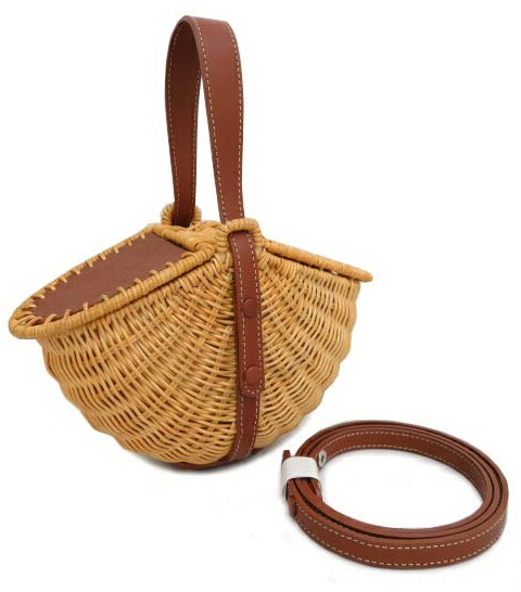 DAISY LIN Bag ”Bell Rattan”02021 ラタン×レザー ナチュラル×ブラウン 新品同様