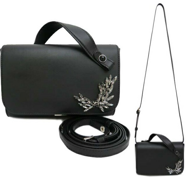 ＦＯＸＥＹ Bag　”Cecil” 37749 レザー×ラインストーン　ブラック　新品同様【中古】