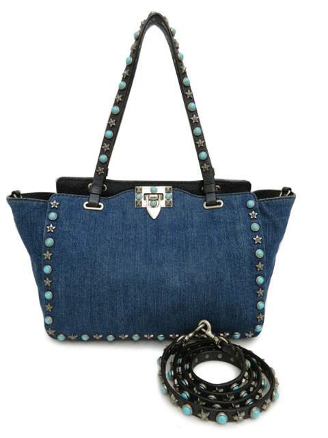 WEB限定 VALENTINO GARAVANI ロックスタッズ デニムバッグ Rockstud