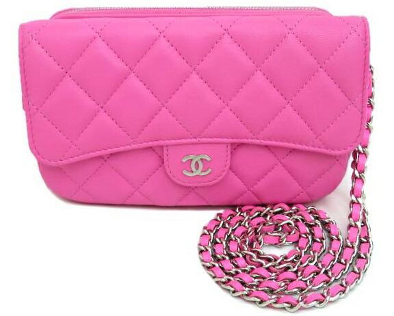 ＣＨＡＮＥＬ　シャネル フォン ケース フラップ ウォレット　ショルダーバック チェーンウォレット AP2096 カーフ ピンク 新品同様 【中古】｜セレブbyエンデバー 244,000円