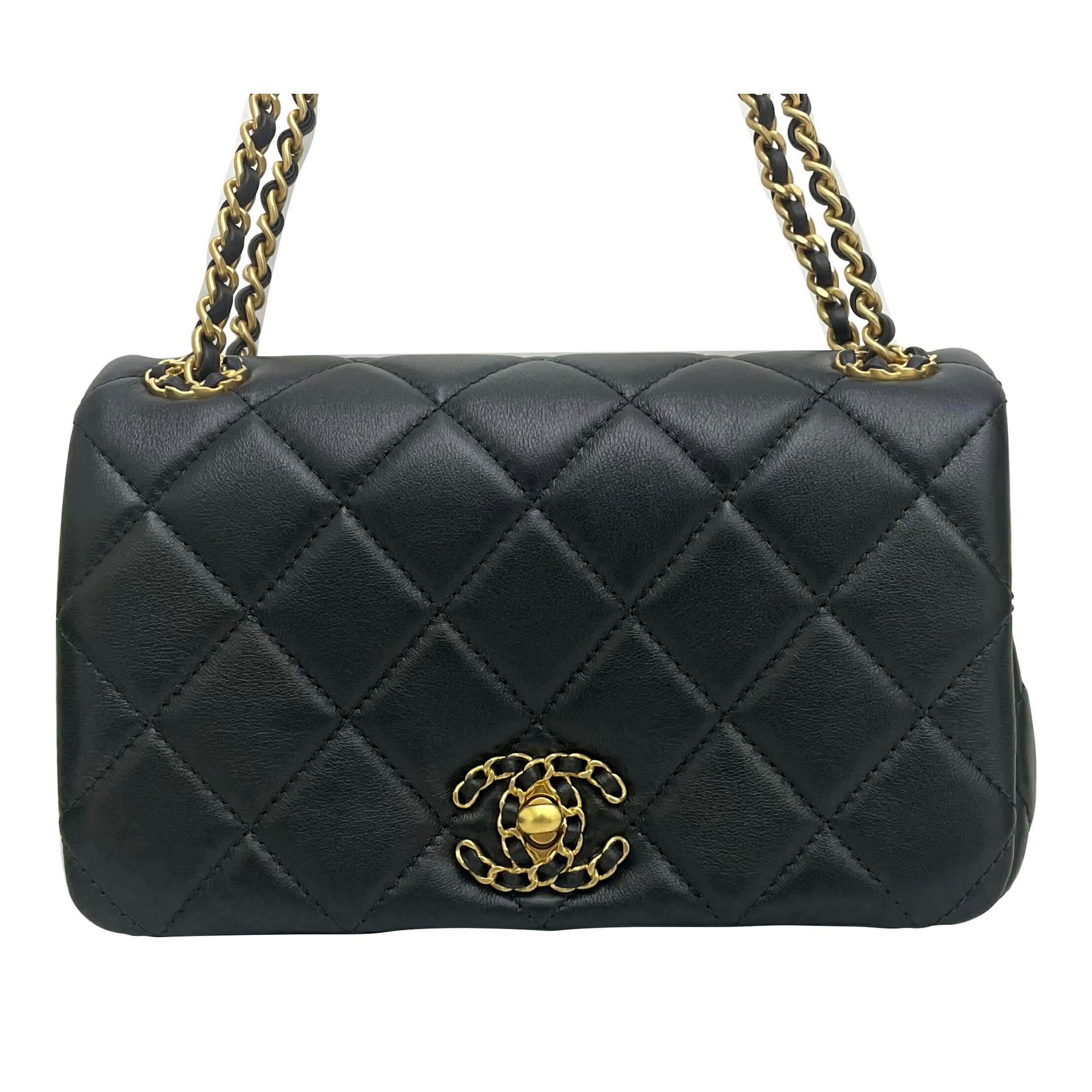 ＣＨＡＮＥＬ　シャネル　チェーンショルダーバッグ　ミニフラップ　AS4780　ブラック　ゴールド金具　マトラッセ　ラムスキン　未使用品　【中古】
