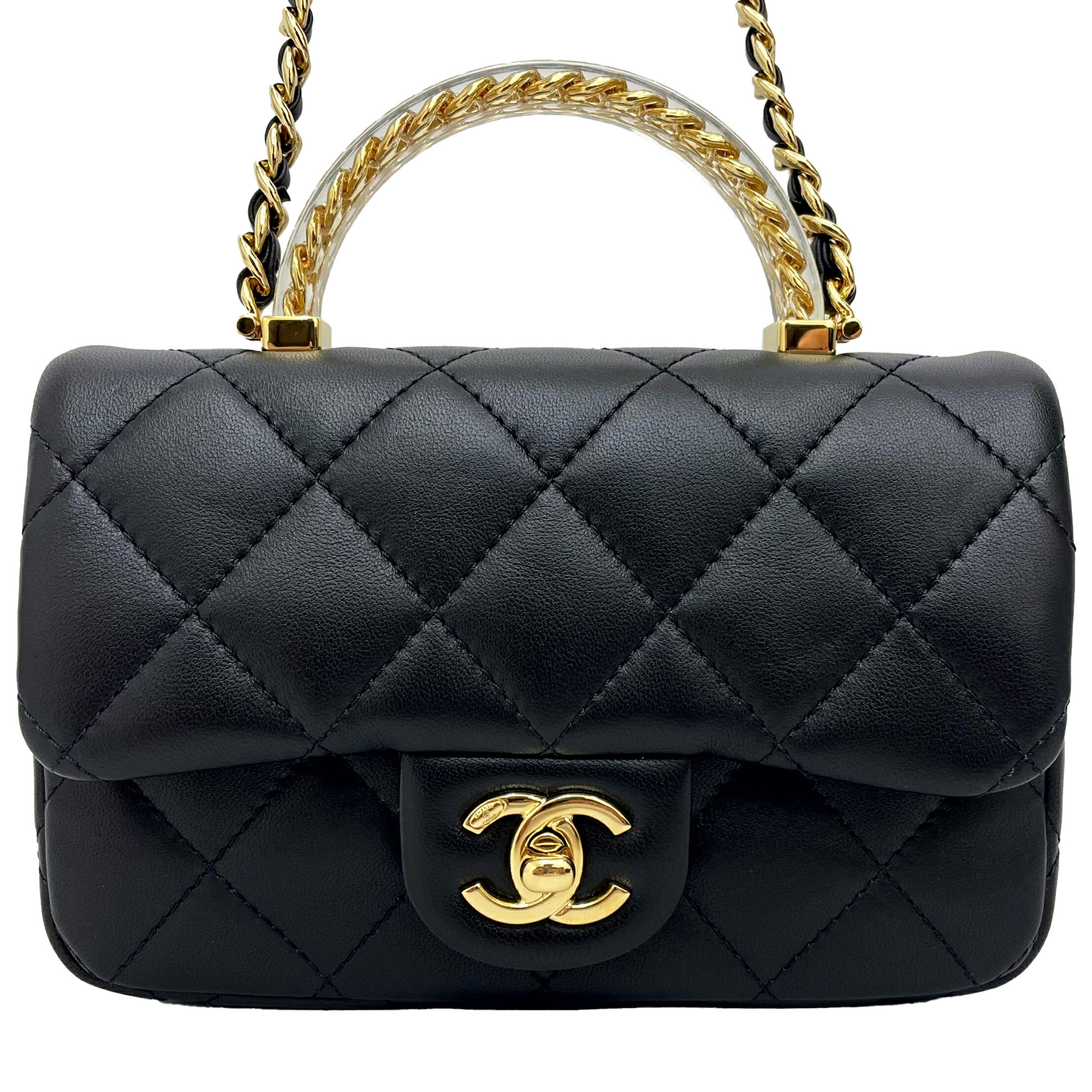 ＣＨＡＮＥＬ シャネル いの一番手持ち部分 チェーン店肩先 ミニフラップバッグ AS4847 2024年春夏寄せあわせ 黒いこと×ゴールド金具 子ヒツジ人はだ Ａ１美品 【中古】