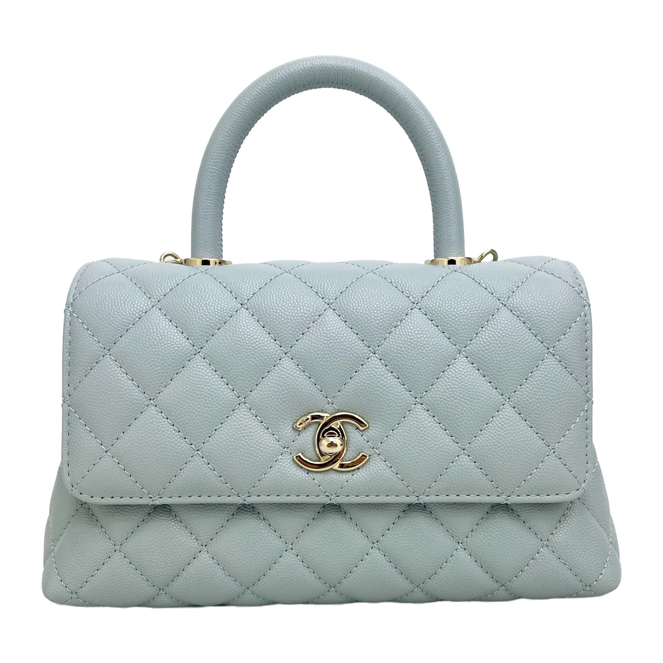 ＣＨＡＮＥＬ シャネル ココハンドル24 2WAY手持ち部分御徒面子 A92990 点火装置青碧×点火装置ゴールド金具 グレインドシャイニーカーフ(キャビアひと肌) 新品負けず劣らず 【中古】