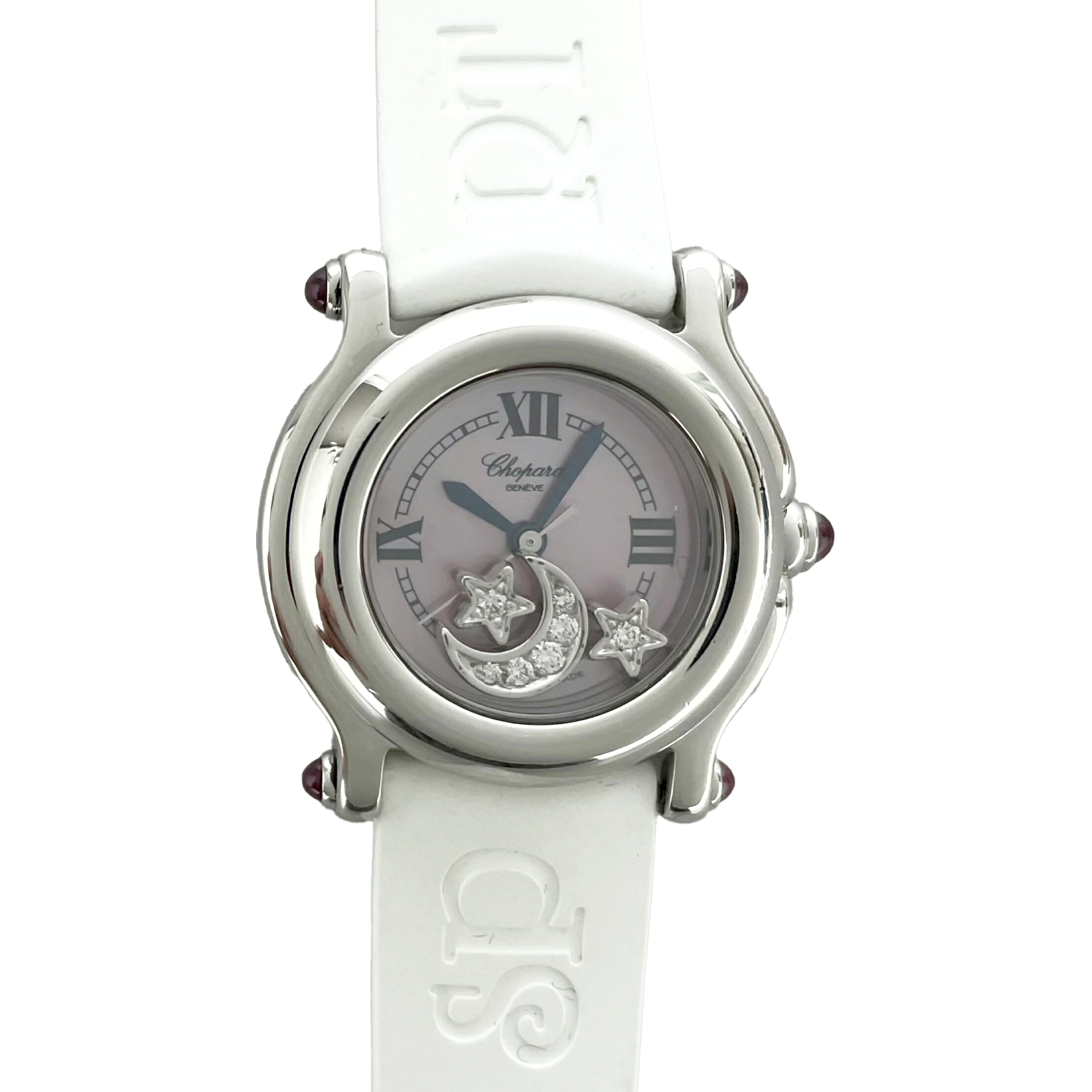 Ｃｈｏｐａｒｄ　ショパール　ハッピースポーツ　ムーン&スター　27/8245-21　クォーツ　QZ　ピンクシェル文字盤　Ａ１　【中古】