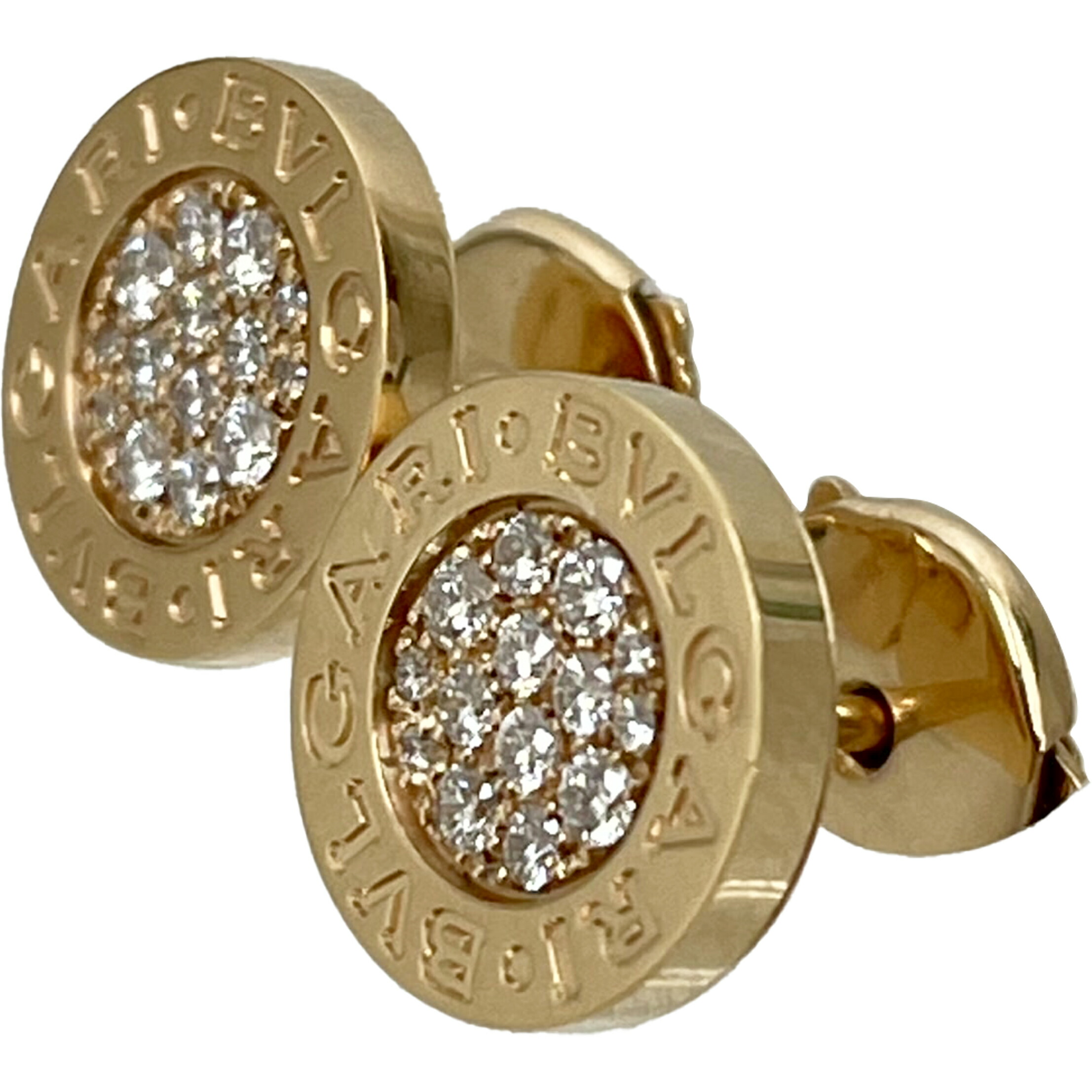 ＢＶＬＧＡＲＩ　ブルガリ　ブルガリブルガリ　ピアス　シングル　パヴェダイヤ　イヤリング(ピアス)×2個　354731　ダイヤモンド0.09ct×２　18Kピンクゴールド　Ａ１美品　【中古】