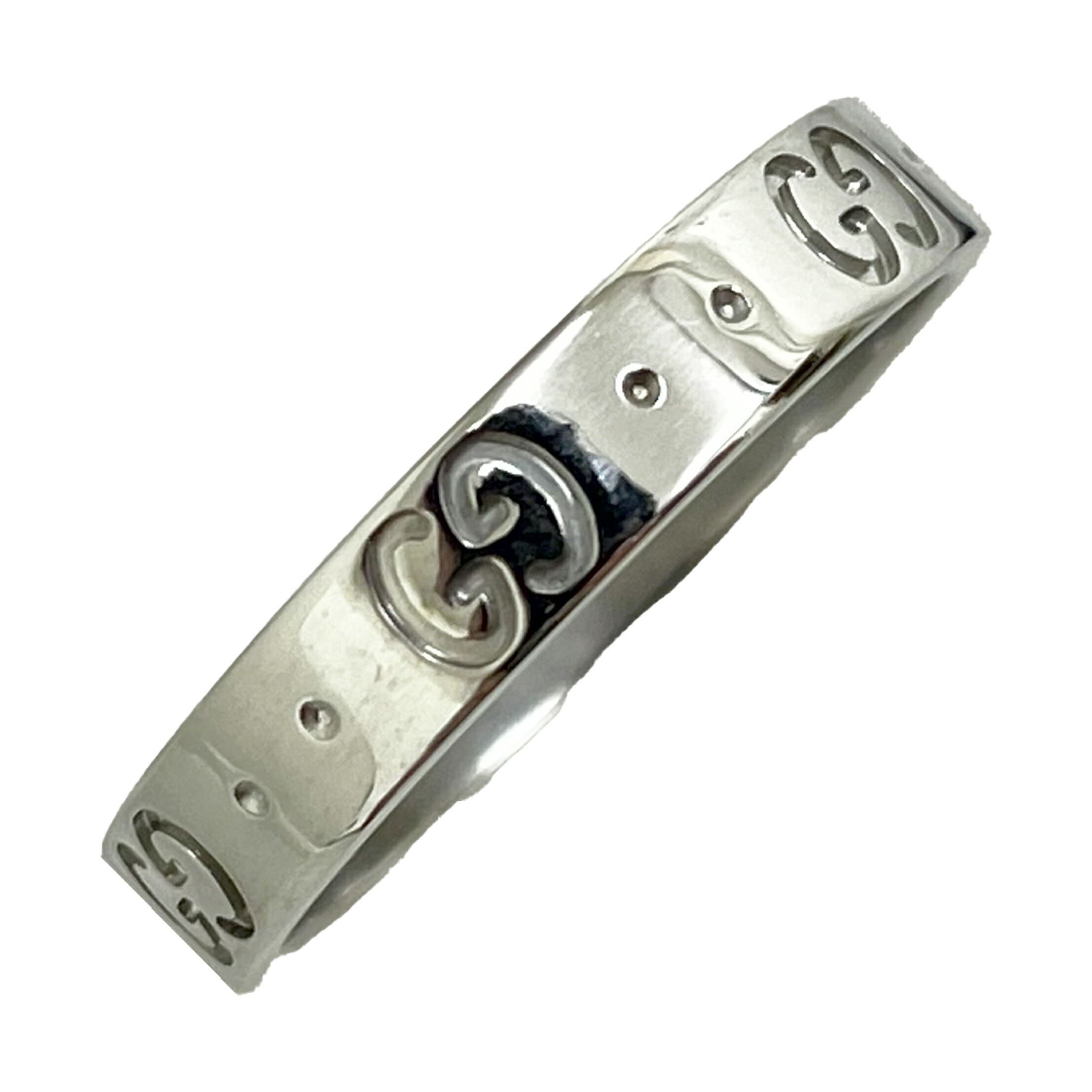 ＧＵＣＣＩ グッチ アイコンリング ICON GG柄 K18WG #19 Ａ１ 【中古】