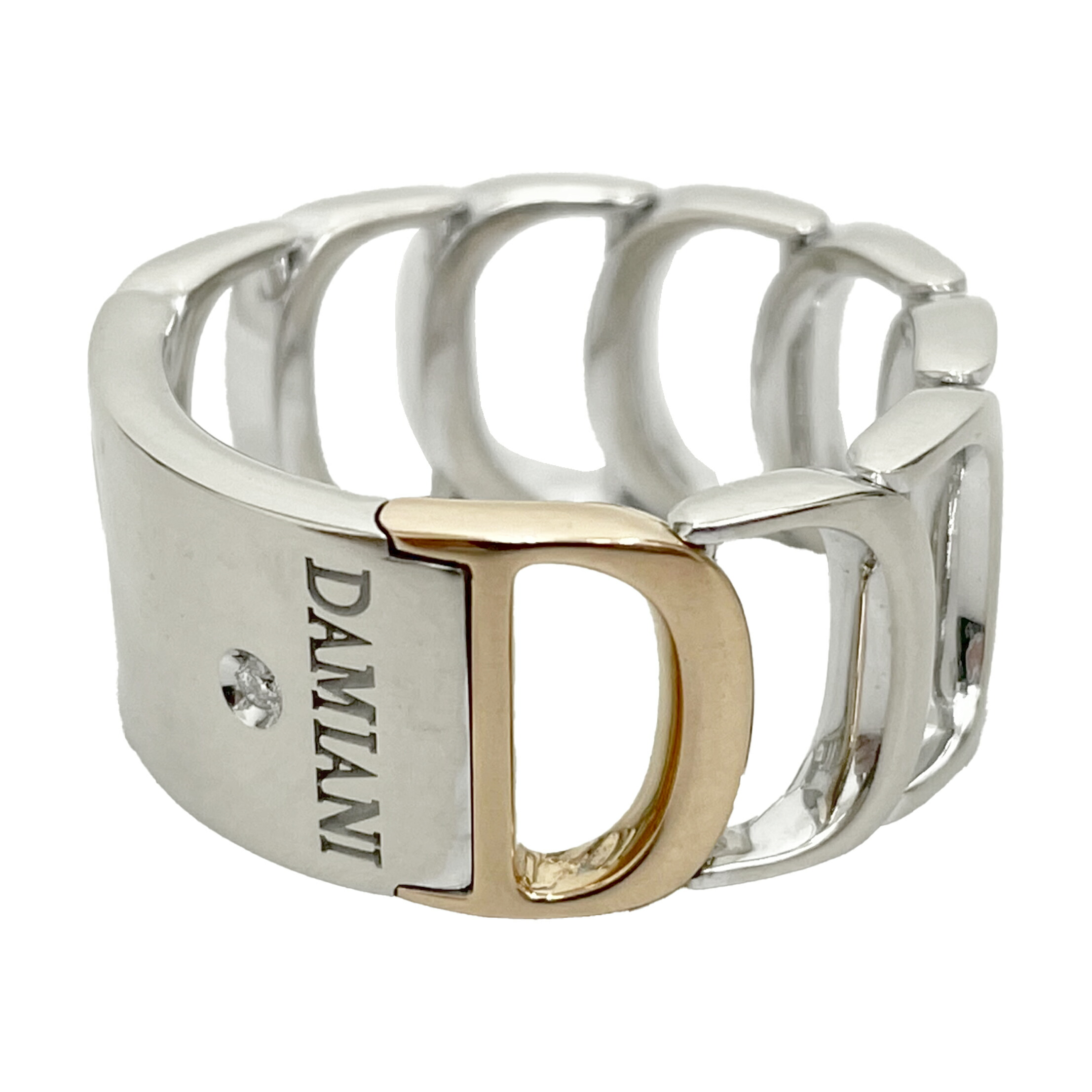 ＤＡＭＩＡＮＩ　ダミアーニ　ワンポイントダイヤ　ダミアニッシマリング　K18WG&times;K18PG　約#18.5号　Ａ２　【中古】｜セレブbyエンデバー