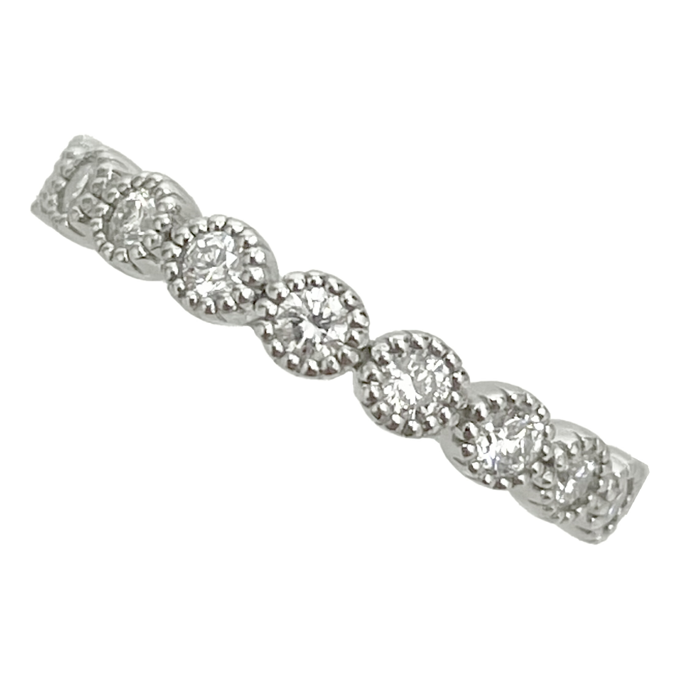 ａｇｅｔｅ　アガット　ハーフエタニティダイヤリング　PT900　ダイヤモンド0.36ct　約#8号　新品同様　【中古】