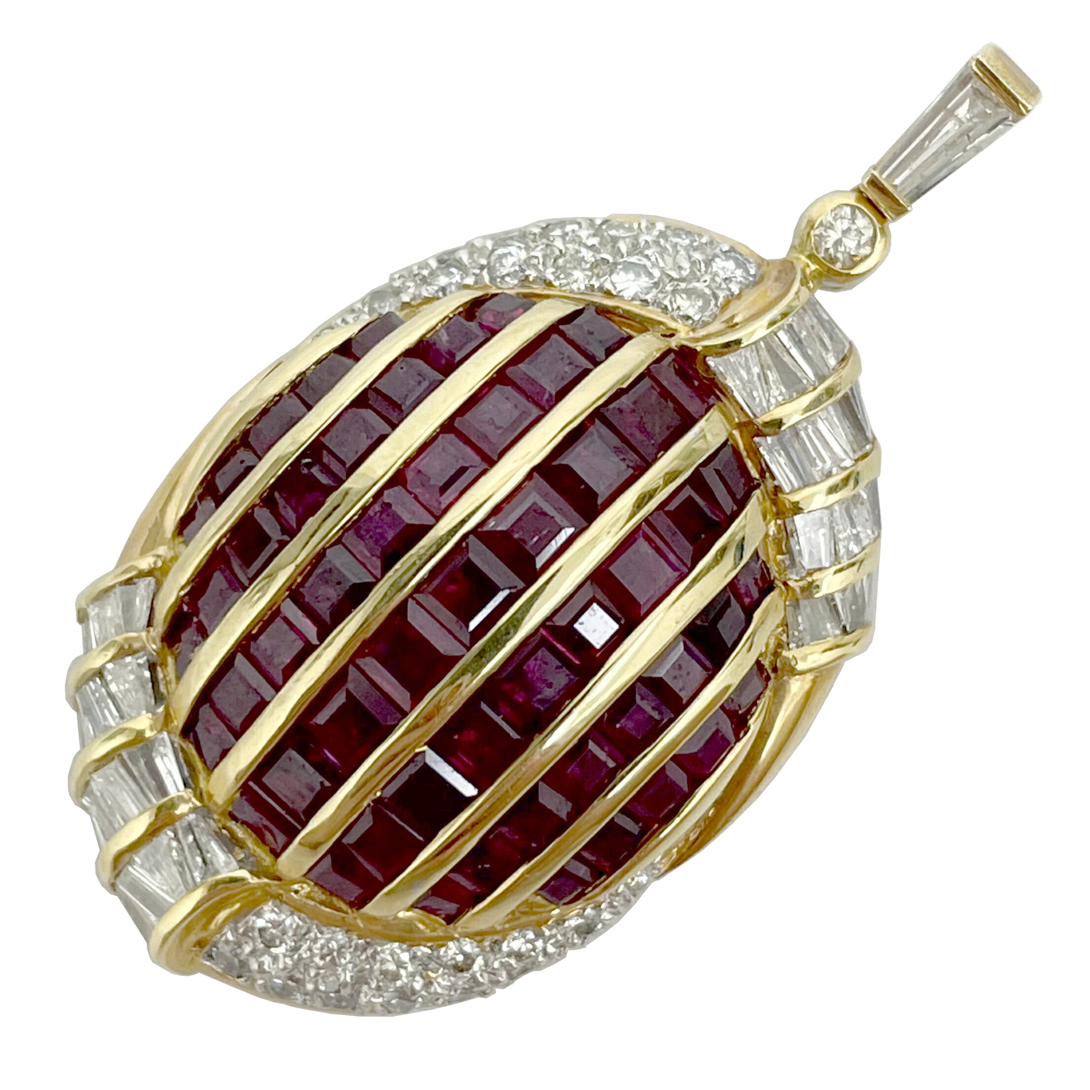 ルビーダイヤモンドペンダントトップ　18K　ルビー5.46ct　ダイヤモンド1.31ct 　【中古】