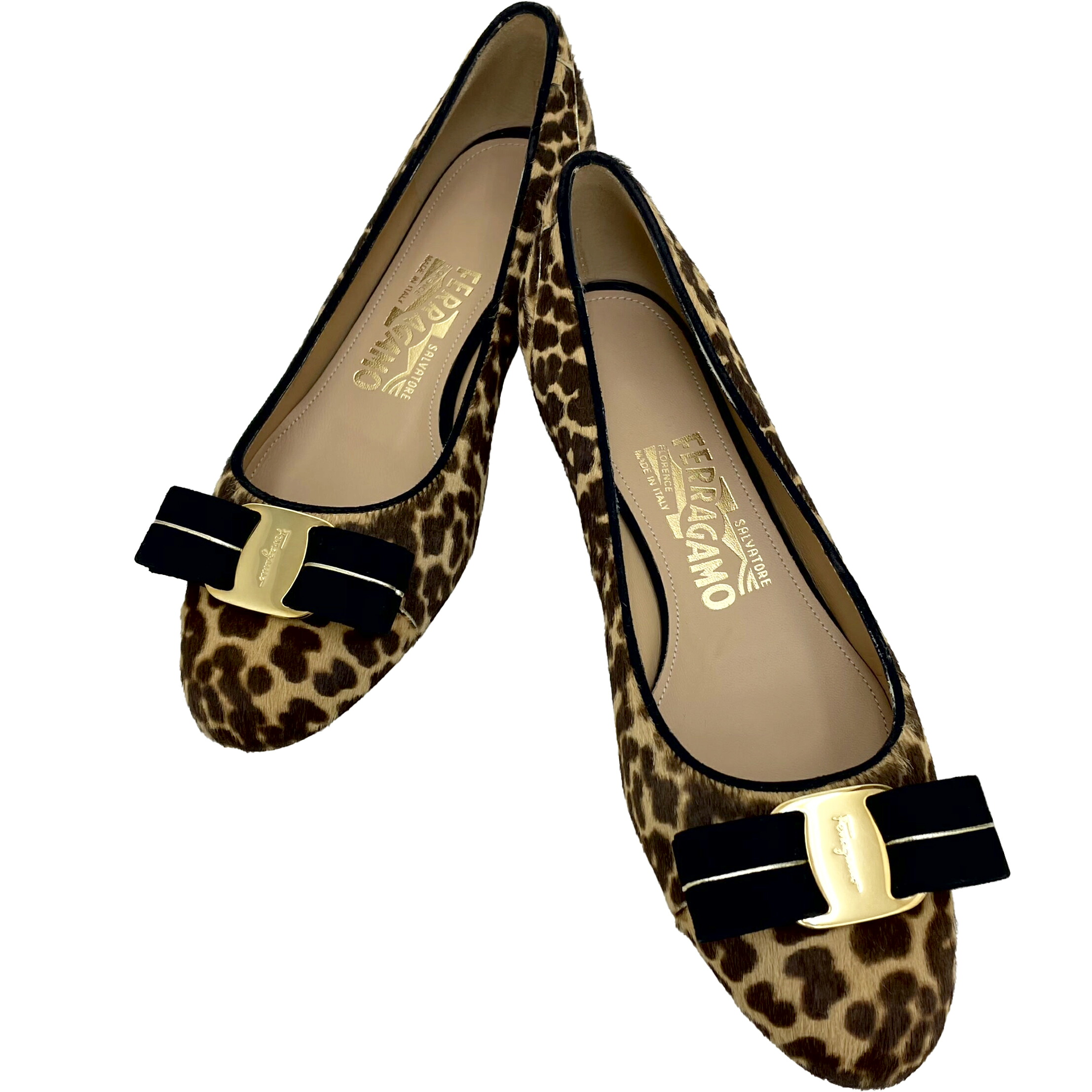 Salvatore Ferragamo フェラガモ ヴィラパンプス レオパード ハラコ 未使用品 【中古】|セレブbyエンデバー