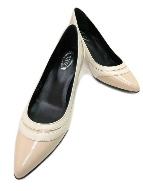 ＴＯＤ’Ｓ　パンプス　パテントレザー×カーフ ライトベージュ×アイボリー系 ＃36 未使用【中古】