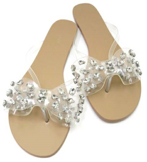 Aminah Abdul Jillil リボンサンダル SOLEIL FLIP FLOP クリア ＃8M 新品同様 【中古】｜セレブbyエンデバー