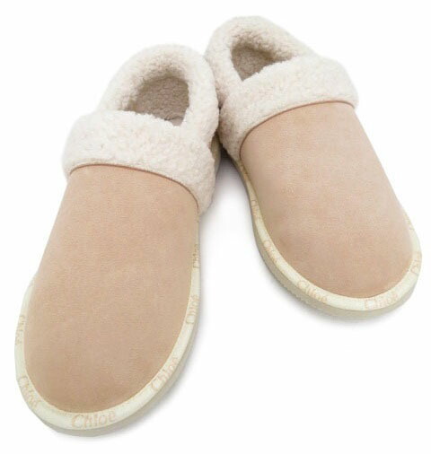 CHLOE スリッポン スリッパシューズ Chle Kids フェイクシアリング ライトベージュ×アイボリー #37 未使用【中古】|セレブbyエンデバー