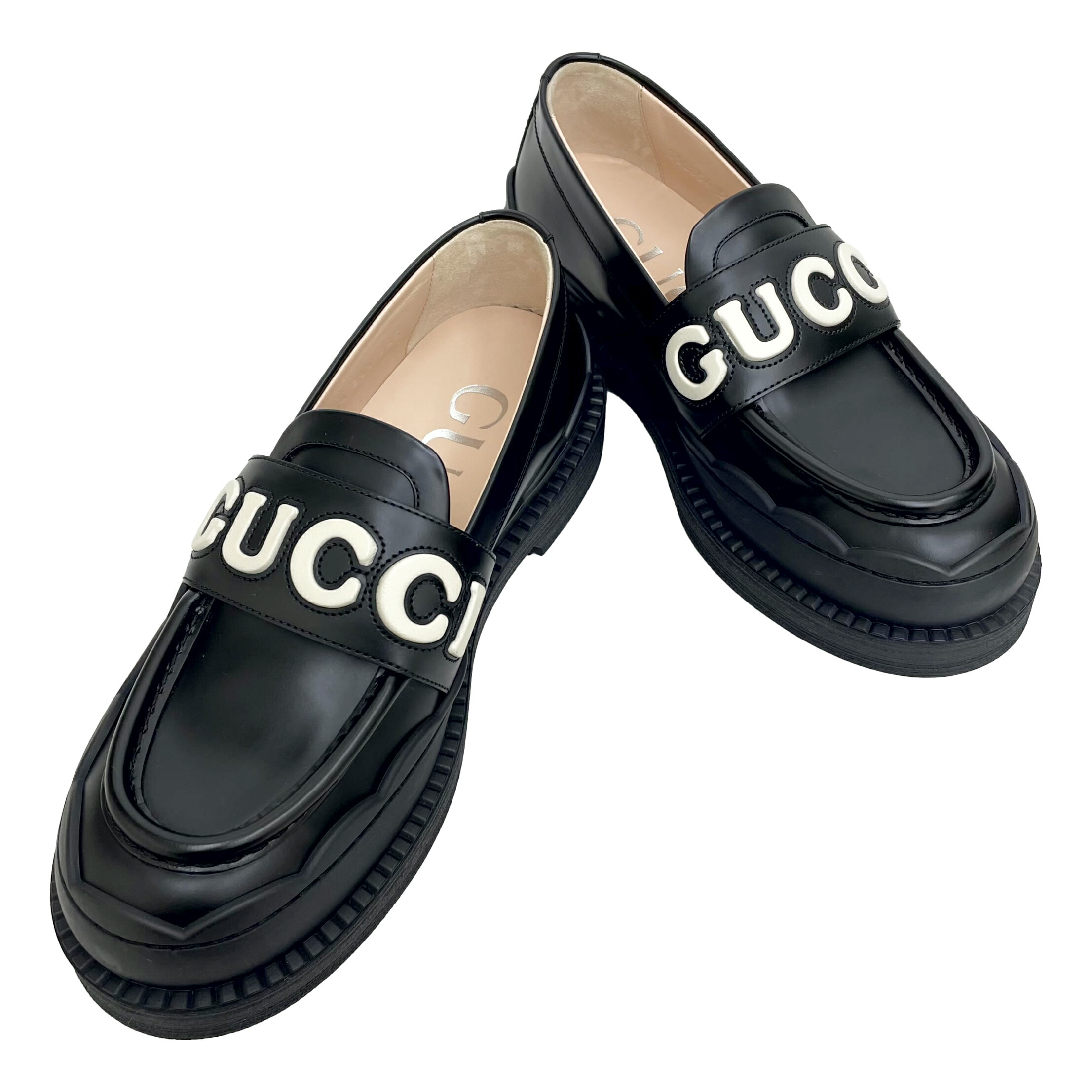 GUCCI グッチ ブラック ローファー 中ヒール 36 美品】GUCCI グッチ ローファー スクエアタイプ 36 1/2 - メルカリ