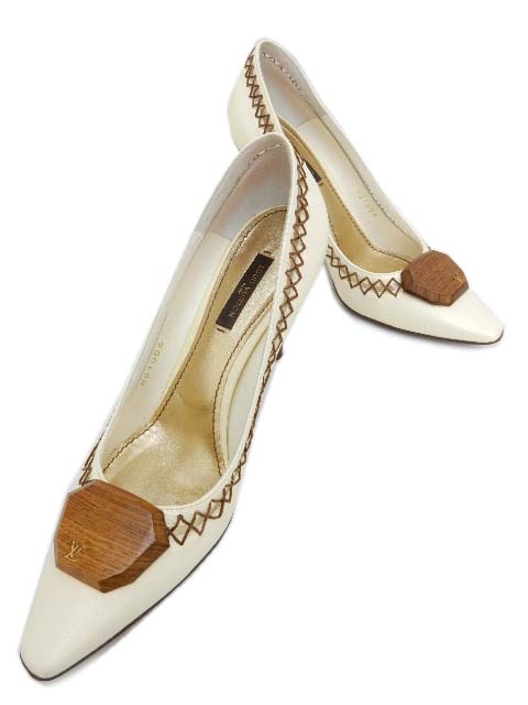 ＬＯＵＩＳ ＶＵＩＴＴＯＮ パンプス なめし革×白木 象牙色系 ＃361/2 【中古】
