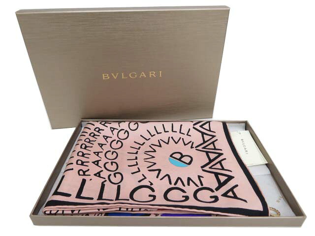 BVLGARI スカーフ　HERITAGE　チャーム付き シルク　クリスタルローズ　2019現行商品　未使用【中古】｜セレブbyエンデバー