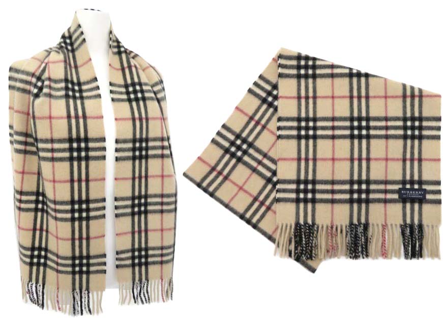 即発送可能 Burberry カシミア マフラー クラシック チェック カシミア100 ライトベージュ系 新品同様 中古 セレブbyエンデバー 無料長期保証 Lanovafonda Cat