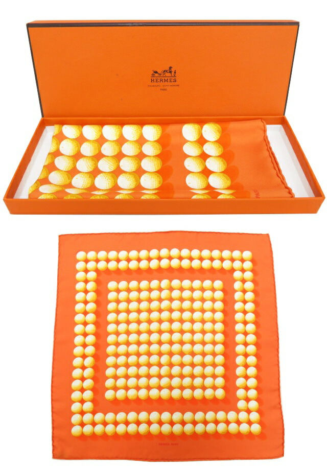 ✿HERMES エルメス カレ90シルク 100 ゴルフボール 希少レア良品✿ ✿HERMES エルメス カレ90シルク 100 ゴルフボール 希少レア良品