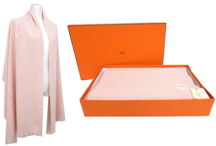 美品　HERMES　エルメス　カシミヤ100% 大判ストール　ショール　マフラー HERMES エルメス HERMES カシミヤ100％ マフラー ストール