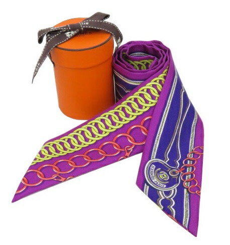 HERMES ツイリー ”マイヨン” MAILLONS フューシャ×ヴァイオレット 新品同様