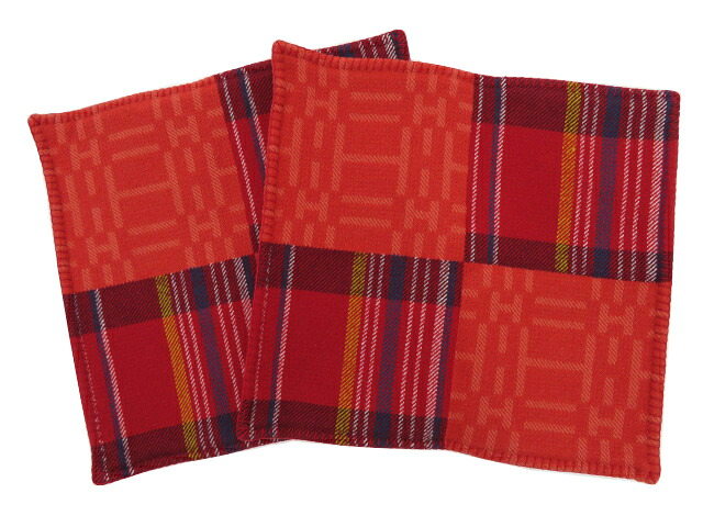 ＨＥＲＭＥＳ　クッションカバー ２枚セット　スコットＨ　レッド系　美品【中古】｜セレブbyエンデバー