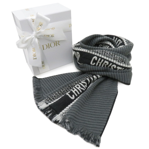 ディオール　トロッターウールマフラー(ユニセックス)　中古 楽天市場】ディオール Dior トロッター 18E0005A0479 グレー