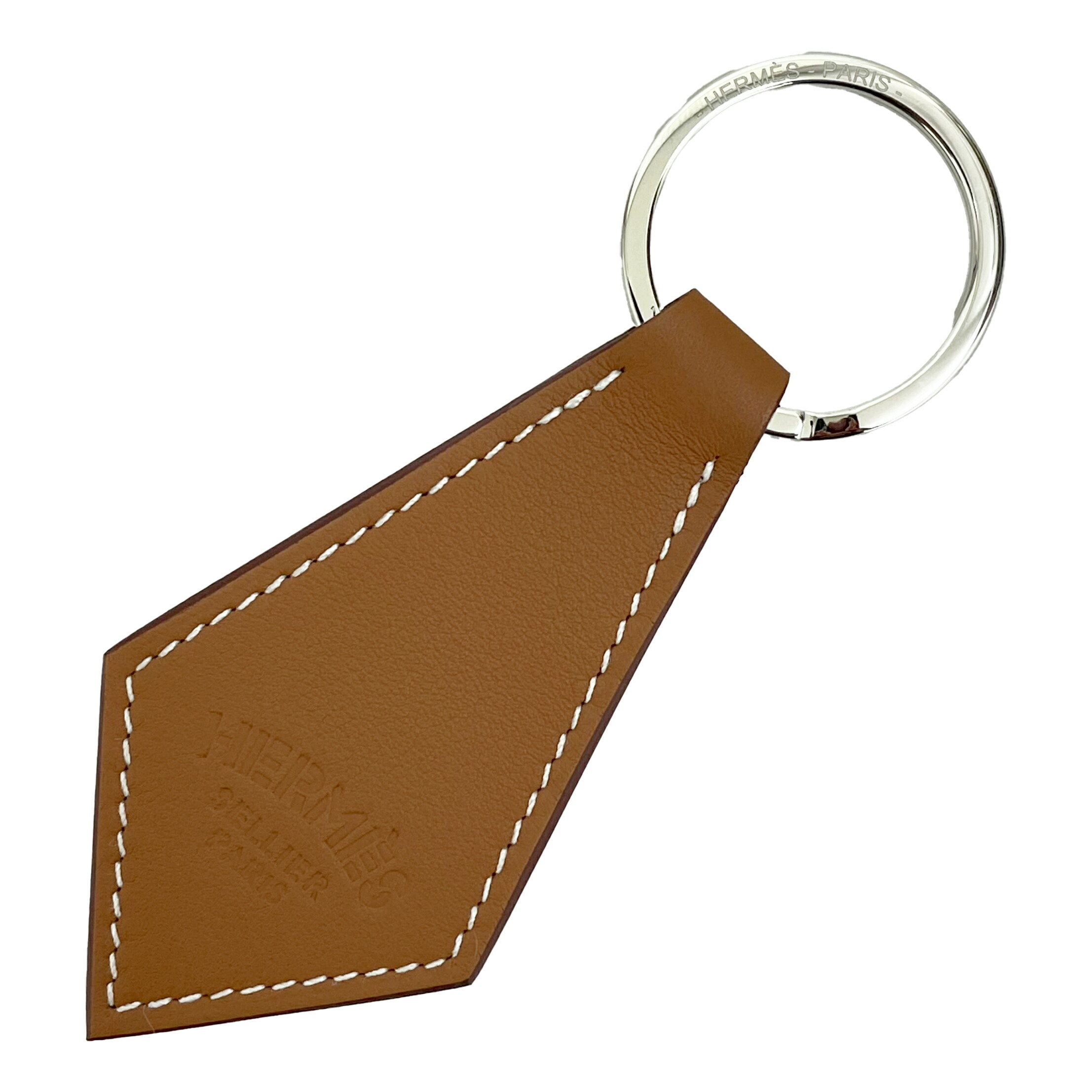 HERMES エルメス キーリング ポルト クレ タブ ゴールド×シルバー金具 ヴォースイフト 未使用品 【中古】