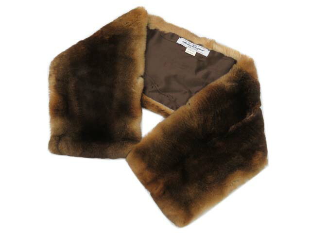 Ｓａｌｖａｔｏｒｅ Ｆｅｒｒａｇａｍｏ　ファーストール　【ファー】　ダークブラウン&times;キャメル系　Ａ１【中古】｜セレブbyエンデバー