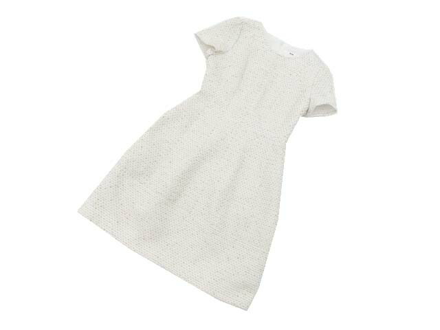 ｒｅｎｅ ツイードワンピース エルメス ホワイト ベージュ シルバー ３６ Rene ａ１ 中古 York セレブbyエンデバー