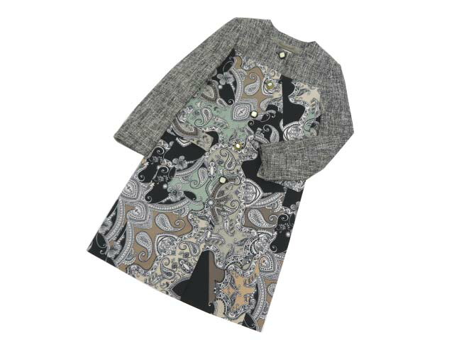 ＥＴＲＯ　ツイードコート　ブラック×ホワイト×ベージュ系　44　新品同様【中古】