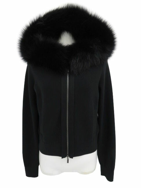 ＦＯＸＥＹ ＢＯＵＴＩＱＵＥ 編み物ジレー スノーフレーク 【毛皮】 42196 黒いこと黒いこと 38 \u002721年 新品負けず劣らず【中古】■